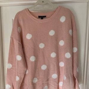 Lane bryant pink amd white polka dot sweater 18-20